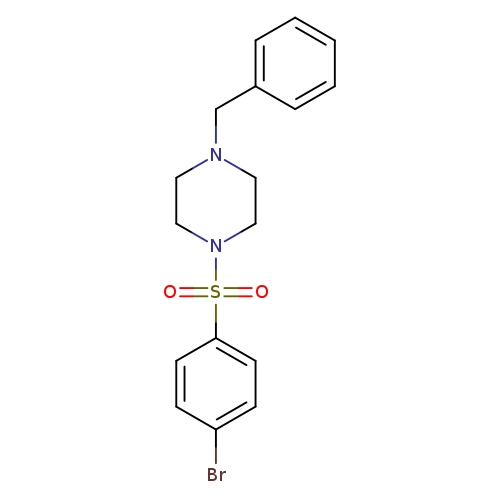 Brc1ccc(cc1)S(=O)(=O)N1CCN(CC1)Cc1ccccc1
