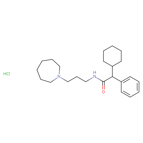 O=C(C(c1ccccc1)C1CCCCC1)NCCCN1CCCCCC1.Cl