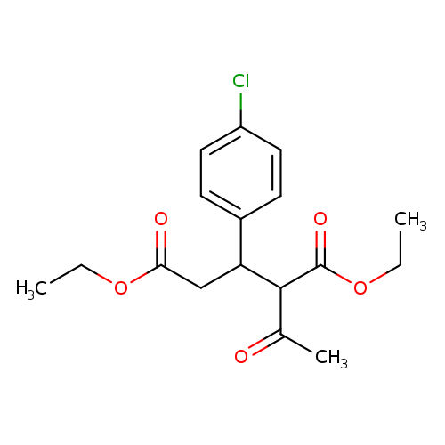 CCOC(=O)CC(C(C(=O)OCC)C(=O)C)c1ccc(cc1)Cl