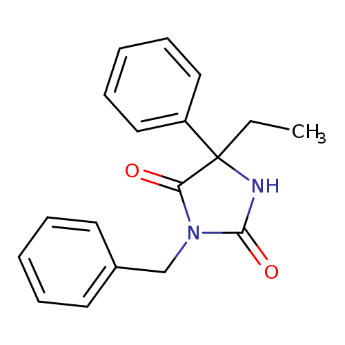 CCC1(NC(=O)N(C1=O)Cc1ccccc1)c1ccccc1