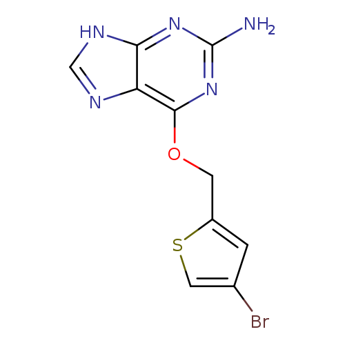 Brc1csc(c1)COc1nc(N)nc2c1nc[nH]2