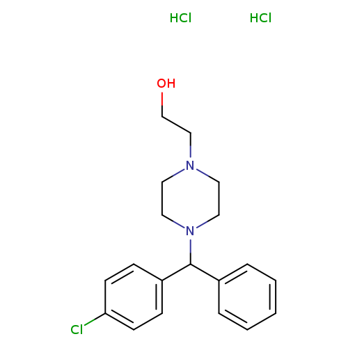 OCCN1CCN(CC1)C(c1ccc(cc1)Cl)c1ccccc1.Cl.Cl