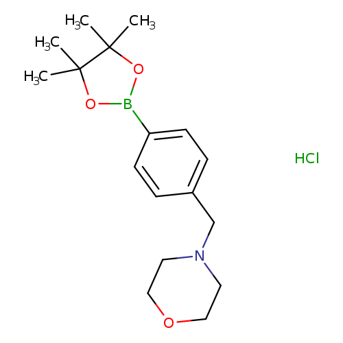 CC1(C)OB(OC1(C)C)c1ccc(cc1)CN1CCOCC1.Cl