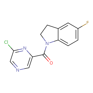 Fc1ccc2c(c1)CCN2C(=O)c1cncc(n1)Cl