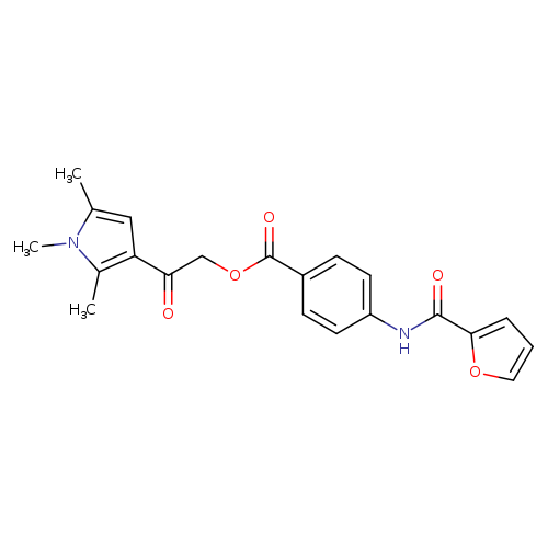 O=C(c1ccc(cc1)NC(=O)c1ccco1)OCC(=O)c1cc(n(c1C)C)C