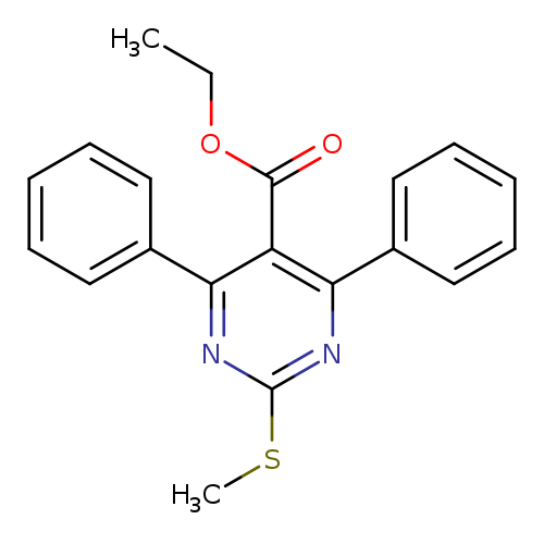 CCOC(=O)c1c(nc(nc1c1ccccc1)SC)c1ccccc1