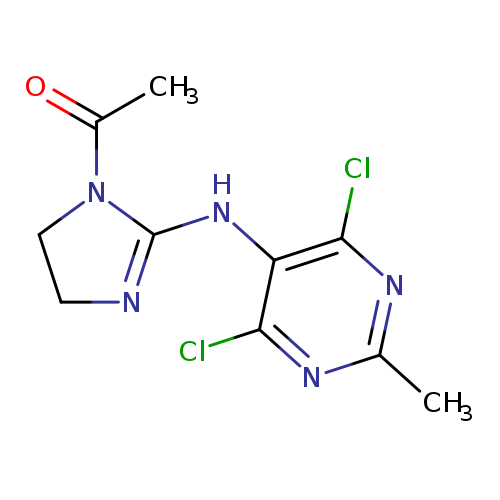 CC(=O)N1CCN=C1Nc1c(Cl)nc(nc1Cl)C