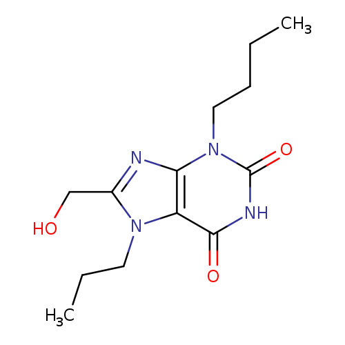 CCCCn1c(=O)[nH]c(=O)c2c1nc(n2CCC)CO