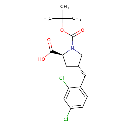 Clc1ccc(c(c1)Cl)C[C@@H]1C[C@H](N(C1)C(=O)OC(C)(C)C)C(=O)O