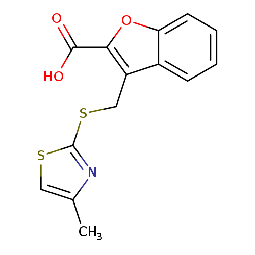 Cc1csc(n1)SCc1c(oc2c1cccc2)C(=O)O