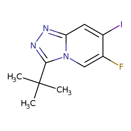 Ic1cc2nnc(n2cc1F)C(C)(C)C