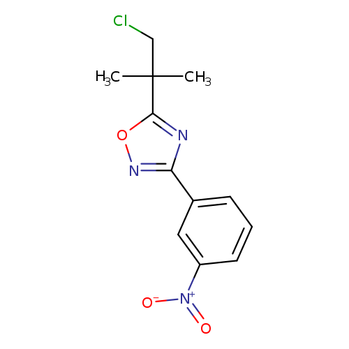 ClCC(c1onc(n1)c1cccc(c1)[N+](=O)[O-])(C)C