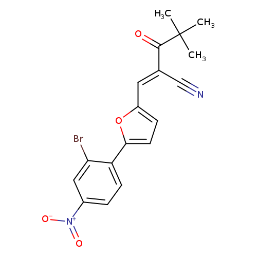 N#C/C(=Cc1ccc(o1)c1ccc(cc1Br)[N+](=O)[O-])/C(=O)C(C)(C)C