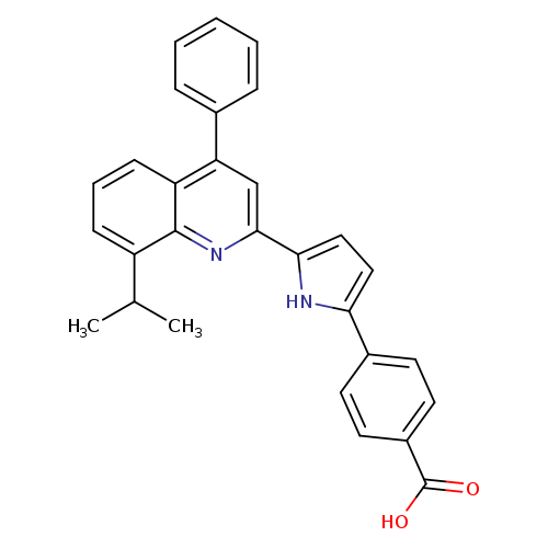 OC(=O)c1ccc(cc1)c1ccc([nH]1)c1cc(c2ccccc2)c2c(n1)c(ccc2)C(C)C