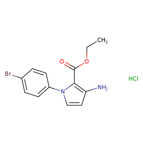 CCOC(=O)c1c(N)ccn1c1ccc(cc1)Br.Cl