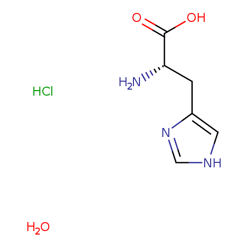 N[C@H](C(=O)O)Cc1c[nH]cn1.O.Cl