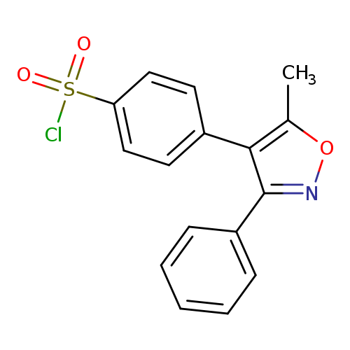 Cc1onc(c1c1ccc(cc1)S(=O)(=O)Cl)c1ccccc1