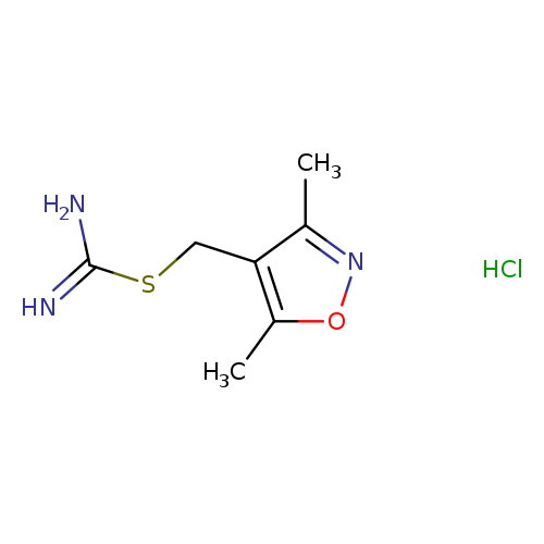 NC(=N)SCc1c(C)noc1C.Cl