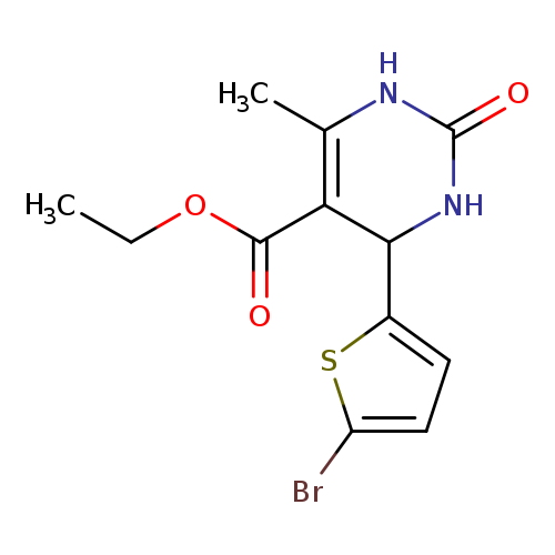 CC1=C(C(NC(=O)N1)c1ccc(s1)Br)C(=O)OCC
