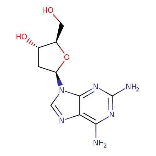 OC[C@H]1O[C@H](C[C@@H]1O)n1cnc2c1nc(N)nc2N