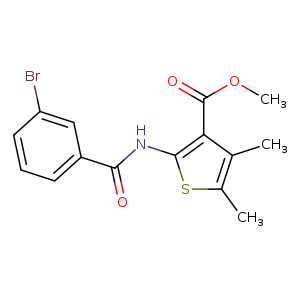COC(=O)c1c(NC(=O)c2cccc(c2)Br)sc(c1C)C