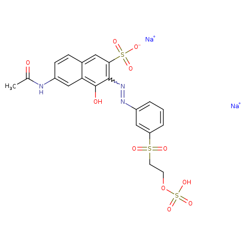 CC(=O)Nc1ccc2c(c1)c(O)c(c(c2)S(=O)(=O)[O-])N=Nc1cccc(c1)S(=O)(=O)CCOS(=O)(=O)O.[Na+].[Na+]