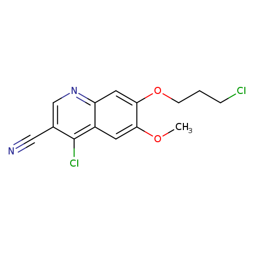 COc1cc2c(Cl)c(cnc2cc1OCCCCl)C#N