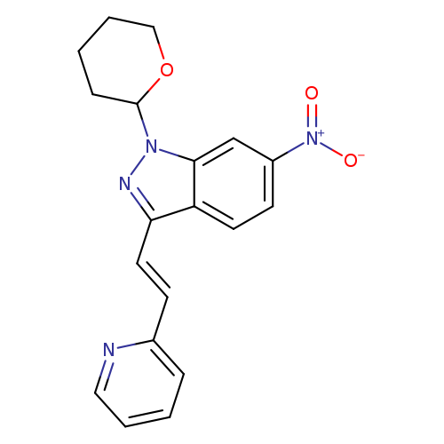 [O-][N+](=O)c1ccc2c(c1)n(nc2/C=C/c1ccccn1)C1CCCCO1
