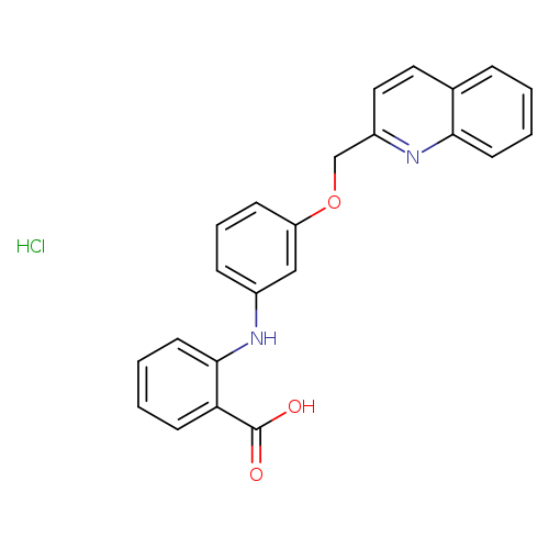 OC(=O)c1ccccc1Nc1cccc(c1)OCc1ccc2c(n1)cccc2.Cl