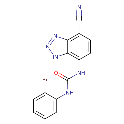 N#Cc1ccc(c2c1nn[nH]2)NC(=O)Nc1ccccc1Br