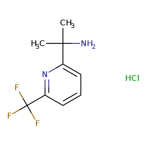 CC(c1cccc(n1)C(F)(F)F)(N)C.Cl