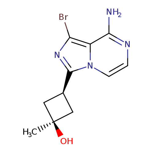 C[C@]1(O)C[C@H](C1)c1nc(c2n1ccnc2N)Br