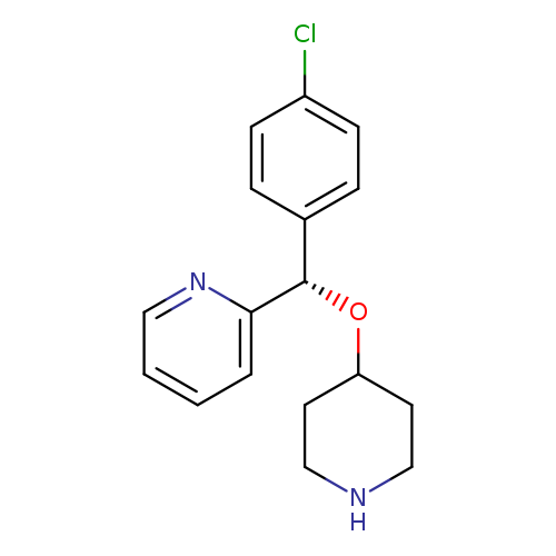 Clc1ccc(cc1)[C@@H](c1ccccn1)OC1CCNCC1