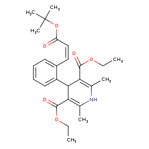 CCOC(=O)C1=C(C)NC(=C(C1c1ccccc1/C=CC(=O)OC(C)(C)C)C(=O)OCC)C