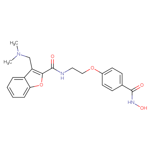 ONC(=O)c1ccc(cc1)OCCNC(=O)c1oc2c(c1CN(C)C)cccc2