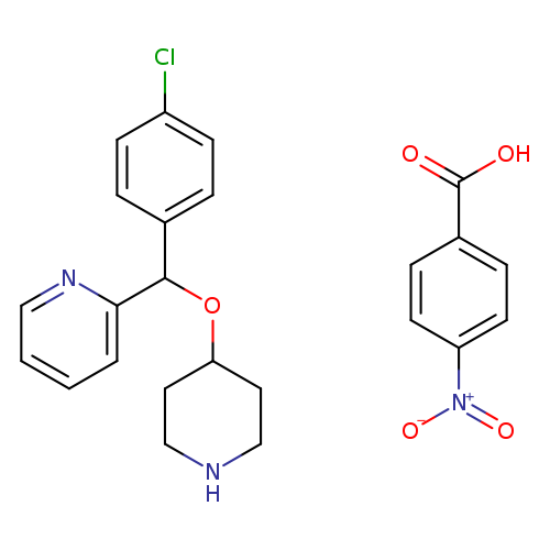 OC(=O)c1ccc(cc1)[N+](=O)[O-].Clc1ccc(cc1)C(c1ccccn1)OC1CCNCC1
