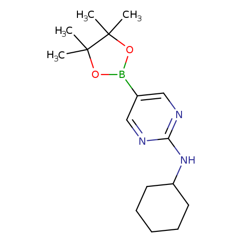 CC1(C)OB(OC1(C)C)c1cnc(nc1)NC1CCCCC1