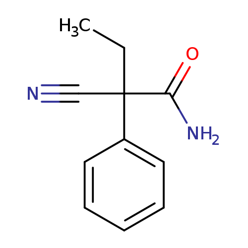 CCC(c1ccccc1)(C(=O)N)C#N