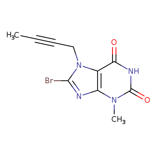 CC#CCn1c(Br)nc2c1c(=O)[nH]c(=O)n2C