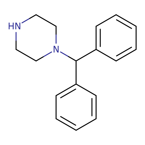 N1CCN(CC1)C(c1ccccc1)c1ccccc1