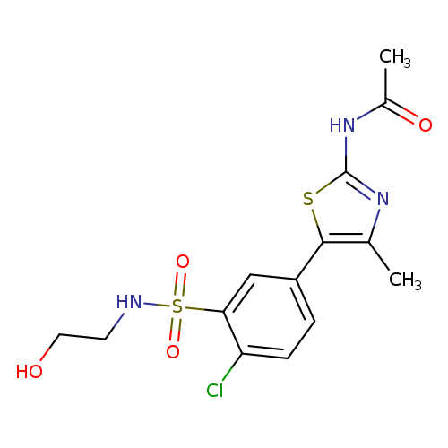 OCCNS(=O)(=O)c1cc(ccc1Cl)c1sc(nc1C)NC(=O)C
