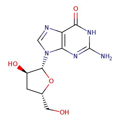 OC[C@@H]1C[C@H]([C@@H](O1)n1cnc2c1nc(N)[nH]c2=O)O