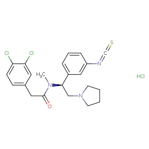 S=C=Nc1cccc(c1)[C@H](N(C(=O)Cc1ccc(c(c1)Cl)Cl)C)CN1CCCC1.Cl
