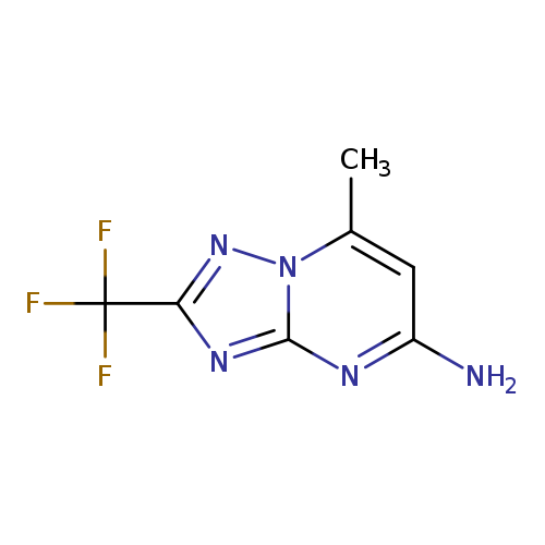 Nc1cc(C)n2c(n1)nc(n2)C(F)(F)F