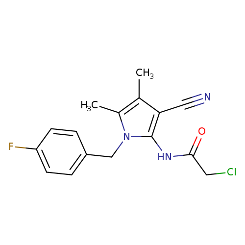 ClCC(=O)Nc1c(C#N)c(c(n1Cc1ccc(cc1)F)C)C