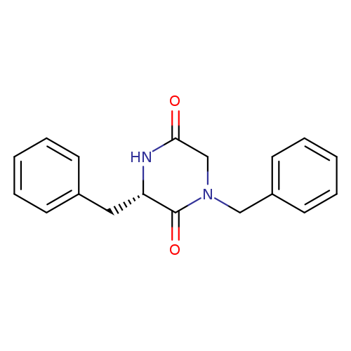 O=C1CN(Cc2ccccc2)C(=O)[C@@H](N1)Cc1ccccc1