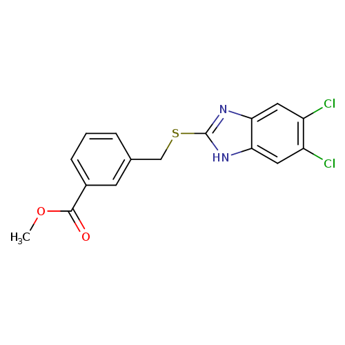 COC(=O)c1cccc(c1)CSc1[nH]c2c(n1)cc(c(c2)Cl)Cl