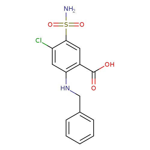 OC(=O)c1cc(c(cc1NCc1ccccc1)Cl)S(=O)(=O)N