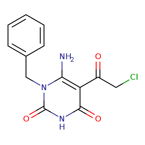 ClCC(=O)c1c(=O)[nH]c(=O)n(c1N)Cc1ccccc1