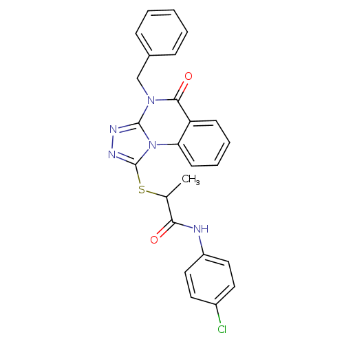 O=C(C(Sc1nnc2n1c1ccccc1c(=O)n2Cc1ccccc1)C)Nc1ccc(cc1)Cl